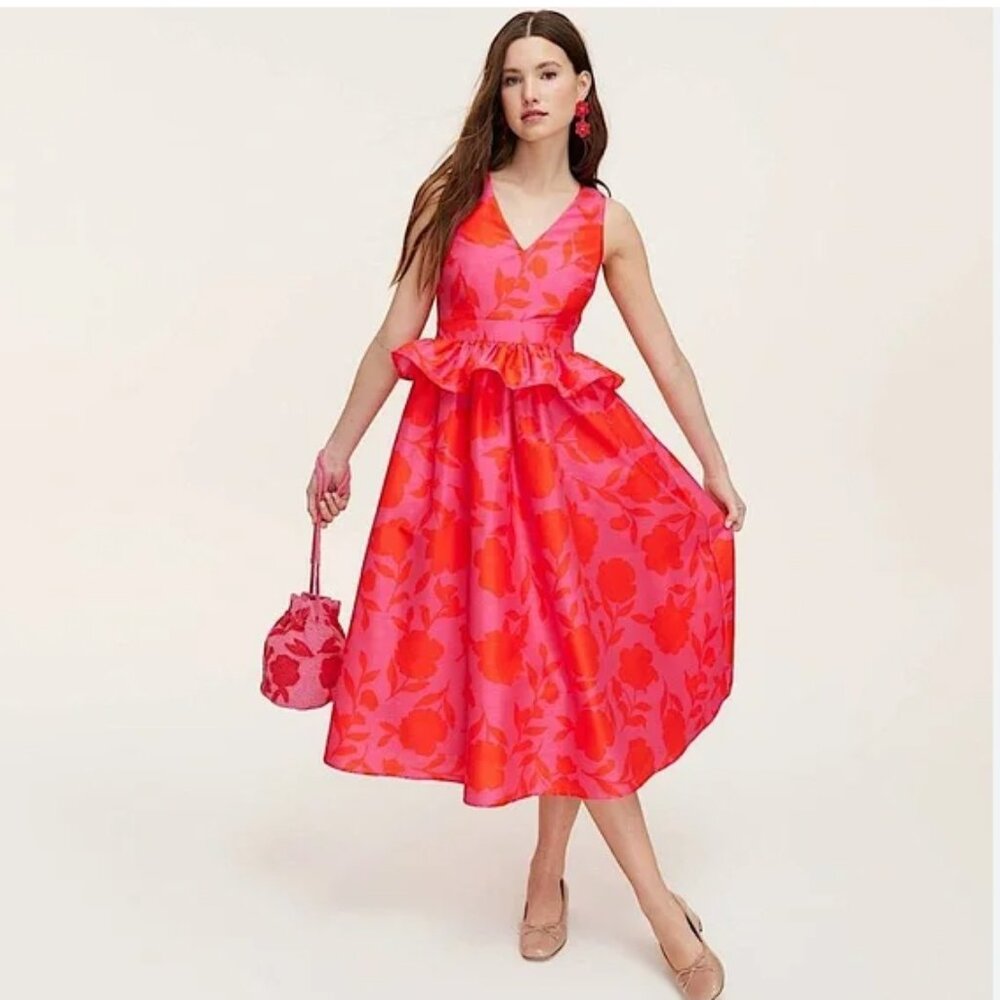 Kate Spade X Target Dress Womens Classic Pink Rose Peplum Midi Dress‎ Size 6 New